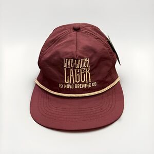 Brist Mens Maroon Live Laugh Lager Ex Novo Brewing Co Rope SnapBack Hat Cap NWT